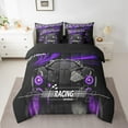 thumbnail image 2 of Erosebridal Sport Car Bedding Sets King Size,Buffalo Plaid Bed in a Bag King size,Extreme Sport Bedding King Size,Microfiber Car Room Decorative,Reversible,7-Piece, 2 of 6