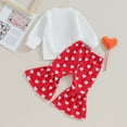 thumbnail image 3 of Bagilaanoe 2Pcs Baby Girl Valentine's Day Clothing Sets Toddler Letter Print Long Sleeve Sweatshirt Tops + Flare Trousers 6M 12M 18M 24M 3T Kids Spring Pants Set, 3 of 8