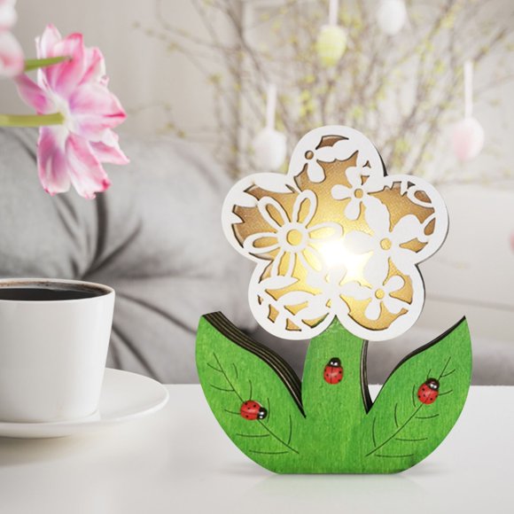 Birdeem Easter Decorations for the Home,Led Lights for Room,New Easter Decoration for Home Wooden Easter Flower Led Light Easter Easter Flower Ornament Decor Easter Decor Lamp,Natural Light Lamp