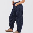 thumbnail image 4 of Women'S Corduroy Pants Barrel Mid Rise Elastic Waisted Cord Pants Wide Leg Baggy Casual Trousers With Pockets, 4 of 9