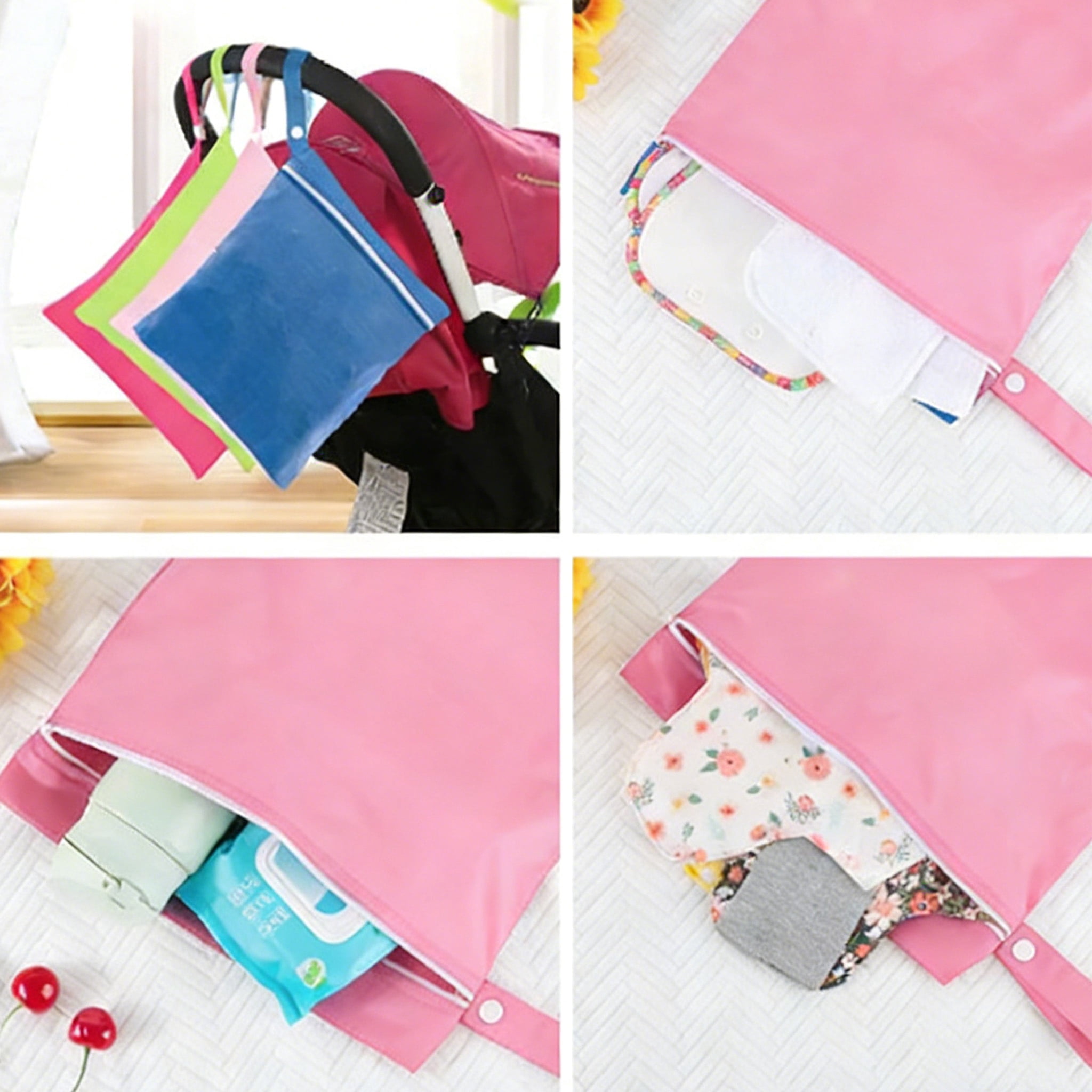 4-Pack Zippered Wet Dry Bags, Bexikou Waterproof Travel Organizer for Diapers, Swimwear, Gym, Beach