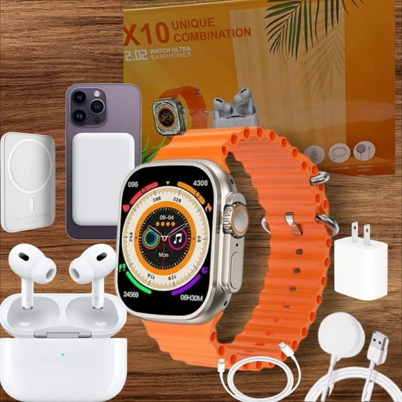 SMARTWATCH X10 CON AUDÍFONOS INALÁMBRICOS, CARGADOR INALAMBRICO