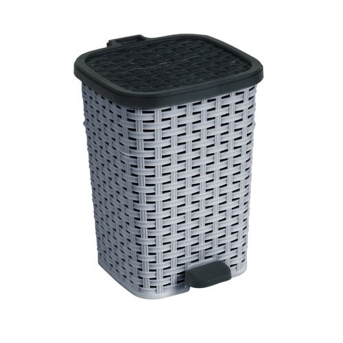 Wicker Style Step Trash Can Compact Trash Can, Fits Perfect into Kitchen, Bathroom, or Office