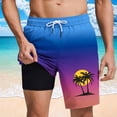 thumbnail image 2 of USNSM Men's Gradient Coconut Print Pocket Elastic Waist Drawstring Beach Pants Lined Shorts Hawaiian Beach Shorts with Pockets Blue S, 2 of 5