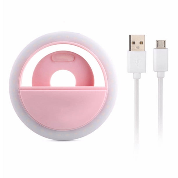 Lámpara Selfie suplementaria Teléfono móvil Selfie Light Anular Lámpara de luz suplementaria Batería de litio recargable incorporada Rosa Romacci Lámpara Selfie