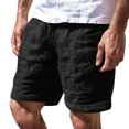 thumbnail image 1 of Men Workout Shorts Mid Waist Cargo Solid Splice Pocket Drawstring Shorts Solid Color Loose Shorts Men Athletic Black M, 1 of 4