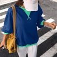 thumbnail image 6 of QIYAGBSA Color Block Crew Neck Tops for Women, Long Sleeve Loose Pullover Sweatshirt with Contrast Detail, Casual Spring Fall Streetwear, 6 of 8