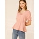 thumbnail image 3 of Blusa Peplum Allegra K Cintura Elástica Corbata Cuello Redondo Manga Corta Rosa Coral XS, 3 of 6
