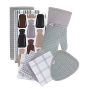 Kitchen Linens Basics Set, Nine Pack, Gray