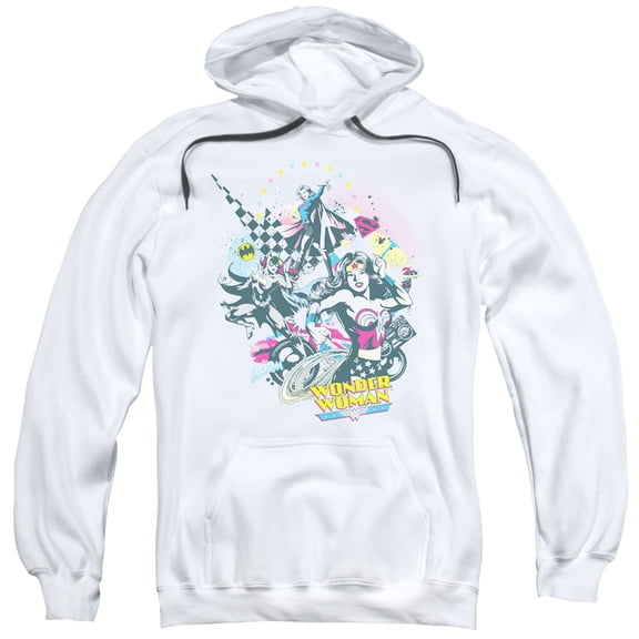 DC Comics Power Trio Adult Pullover Hoodie Sweatshirt White