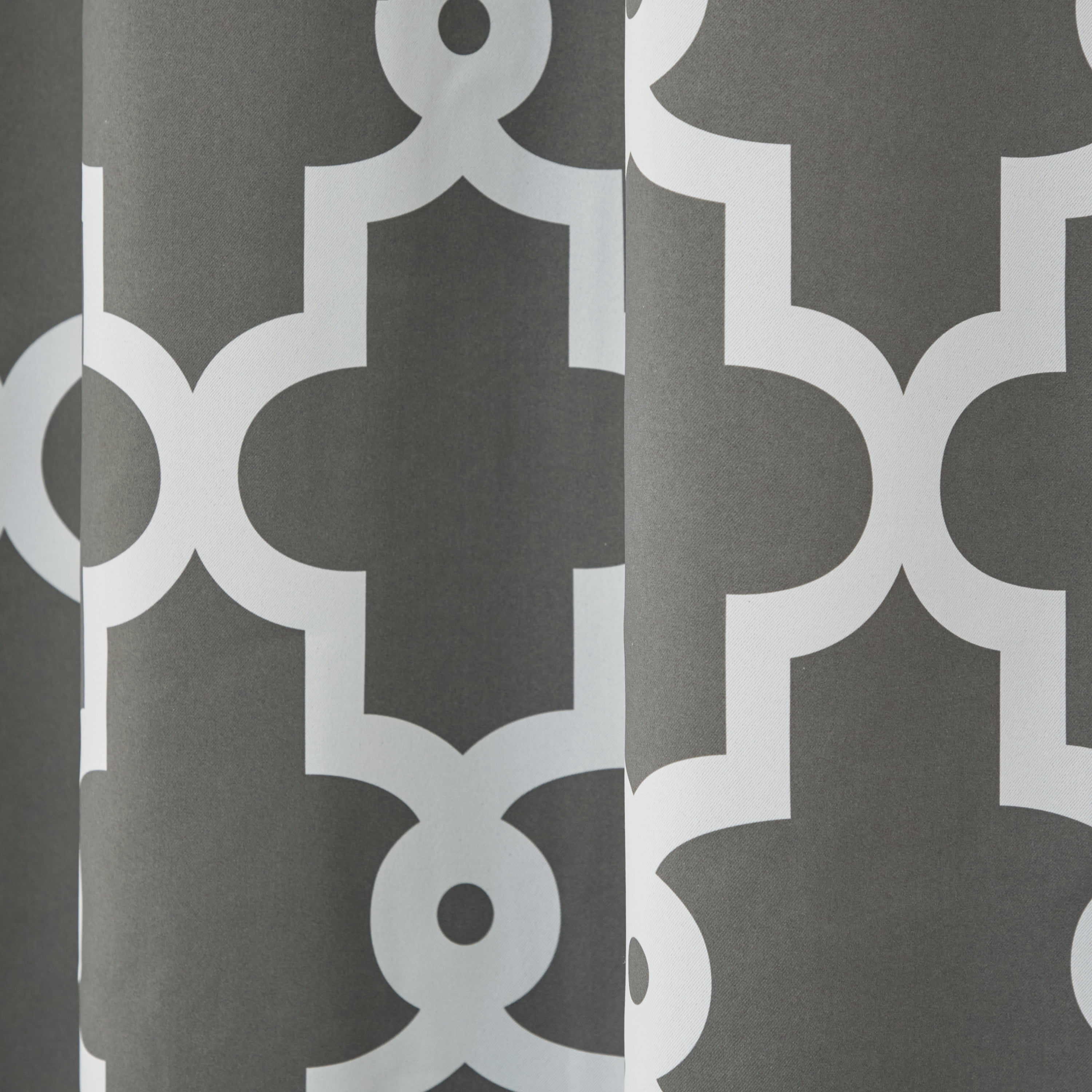 TOWN & COUNTRY EVERYDAY Ironwork Geo Trellis Sateen Indoor Curtains, Room Darkening Blackout, Grommet Top, Energy Efficient, 2-Pack Set, 52"x84", Black Pearl