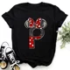 thumbnail image 3 of 2024 Marca Disney Ropa para niños Minnie Mouse Rojo Negro Letras AZ Estampado Niñas Niños Algodón Camiseta Negro Y2k Tops Camisetas para bebés, 3 of 5