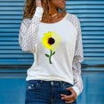 thumbnail image 1 of Mode Femme T-Shirt à Manches Longues Col Rond Automne Imprimé Dentelle Chandail en Molleton Blouse Ample, 1 of 8
