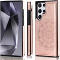 thumbnail image 6 of Design for Galaxy S24 Ultra Case with Credit Card Holder Slot PU Leather Wallet Phone Cases Stand Kickstand Durable Shockproof Protective Cover for Samsung S24U Women Men 6.8 inch Rose Gold, 6 of 14