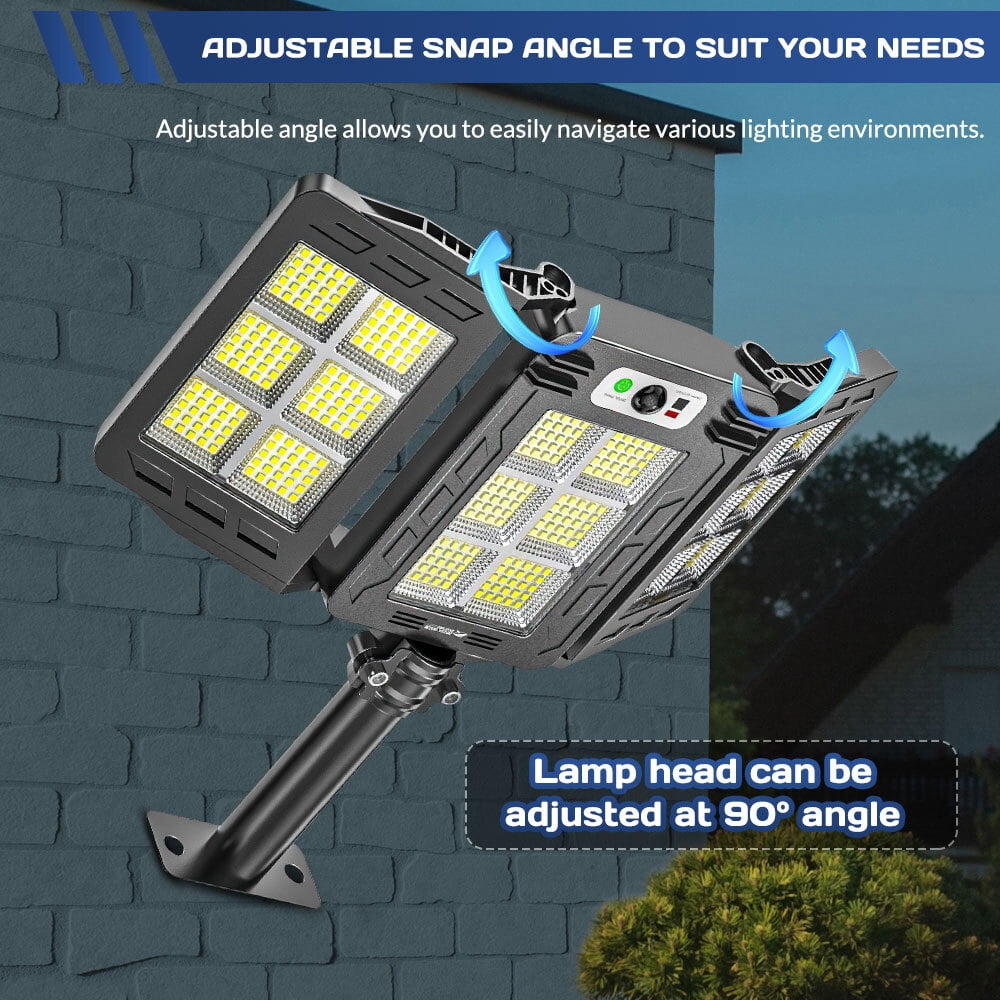 Solar Street Light Outdoor 3 Adjustable Heads 270° Wide Lighting Solar Powered Motion Sensor Flood Lights