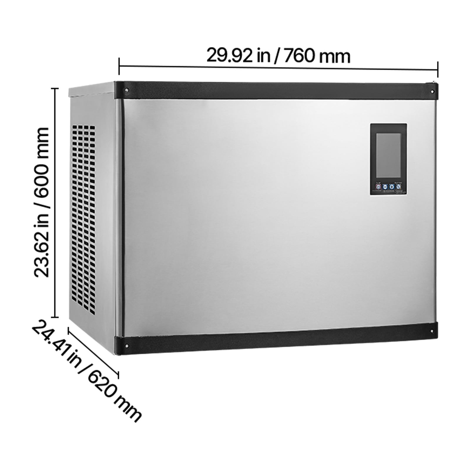 KFFKFF Commercial Ice Maker Machine - Produces 1000 Lbs/Day, Stainless Steel Build with Programmable Ice-Making, Self-Cleaning Function, Adjustable Ice Thickness, Perfect for Restaurants, Bars