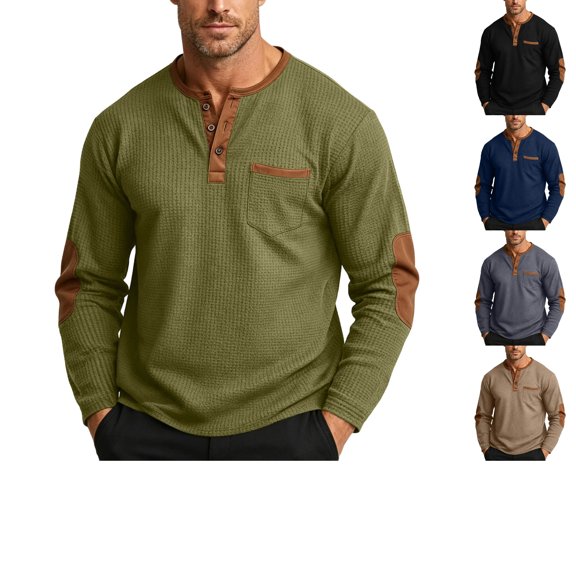 ZUBMGKTE Men's Casual Midweight Sweatshirt Pullover Sweater Casual Long Sleeve Stand Collar Quarter Button SweatersS-2xl