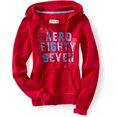 thumbnail image 1 of Aeropostale Aero 87 Puff Paint Sudadera con capucha para mujer, rojo, mediano, 1 of 1