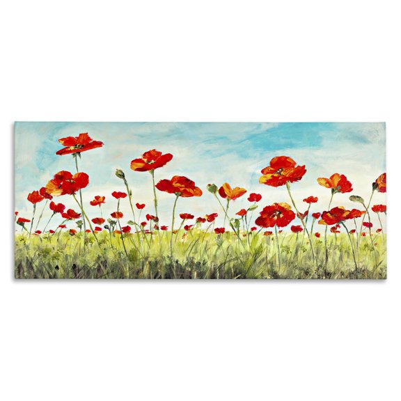 Stupell Industries Traditional Bright Red Poppies Meadow Canvas Art, 40 x 17, by Julie DeRice