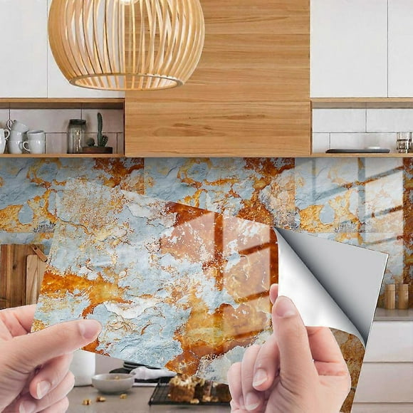 Rock slate marble crystal grain film tile sticker Home Decor waterproof sticker floor wall stickers pack of 4 sheets