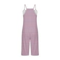 thumbnail image 4 of Summer Loose Rompers with Pockets Cozy Stretchy Cotton Spaghetti Strap Striped Sleeveless Jumpsuits Womens (XX-Large, Hot Pink), 4 of 5