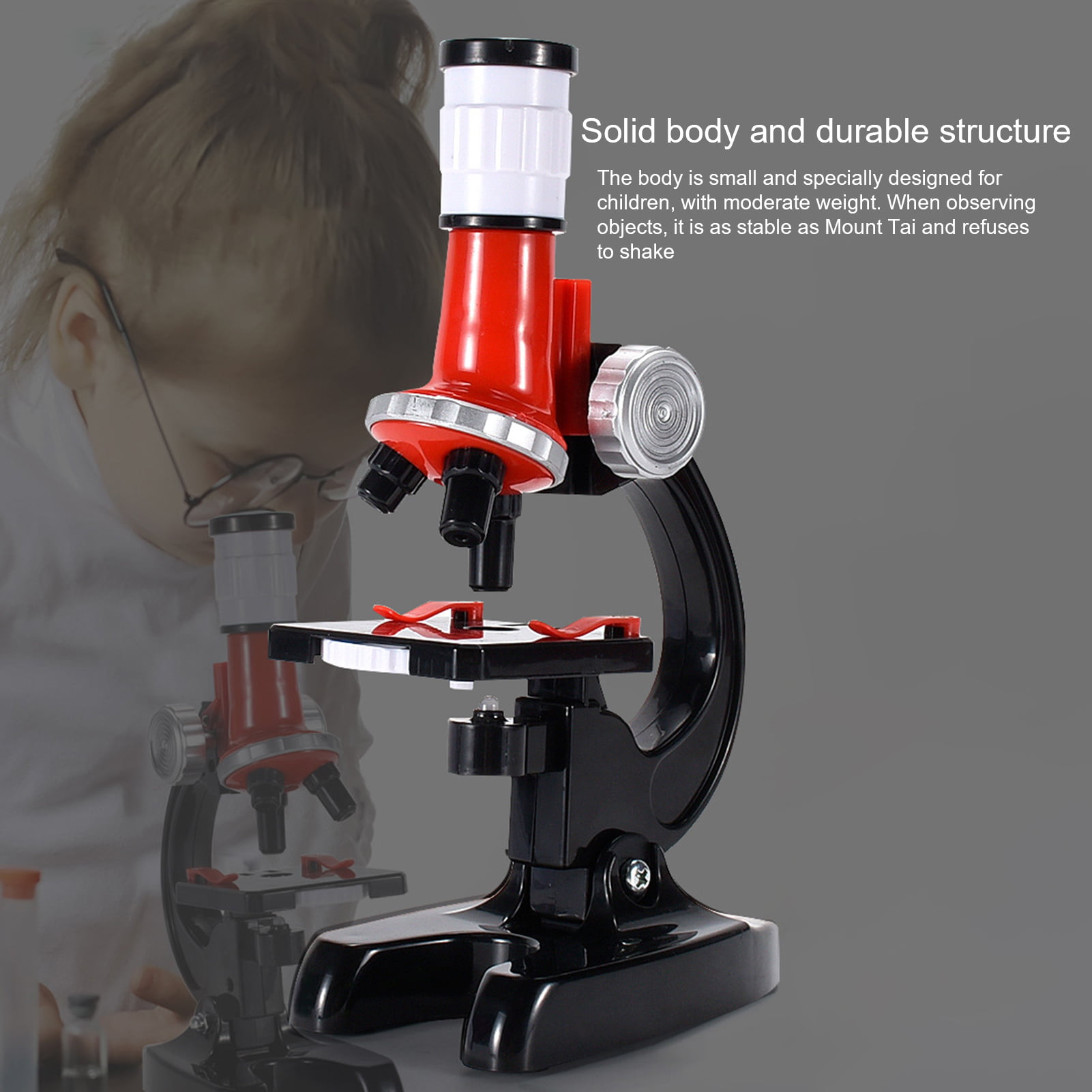 Kit de microscope Lab Led 100x-400x-1200x Home School Jouet éducatif Cadeau  Microscope biologique raffiné pour enfants Enfant Nouveau
