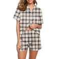 thumbnail image 3 of Dzrciro Pajamas for Women Set, Short Sleeve V Neck Button Down Tops with Pockets and Elastic High Waist Pants with Various Prints, Comfy Lightweight Everyday Sleepwear S-3XL, 3 of 7