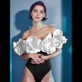thumbnail image 4 of Traje de Baño de una Pieza para Mujer, Falda Cruzada, Pareo, Bikini con Estampado Floral Retro. y Negro L, 4 of 8
