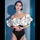 thumbnail image 4 of Traje de Baño de una Pieza para Mujer, Falda Cruzada, Pareo, Bikini con Estampado Floral Retro. y Negro M, 4 of 8