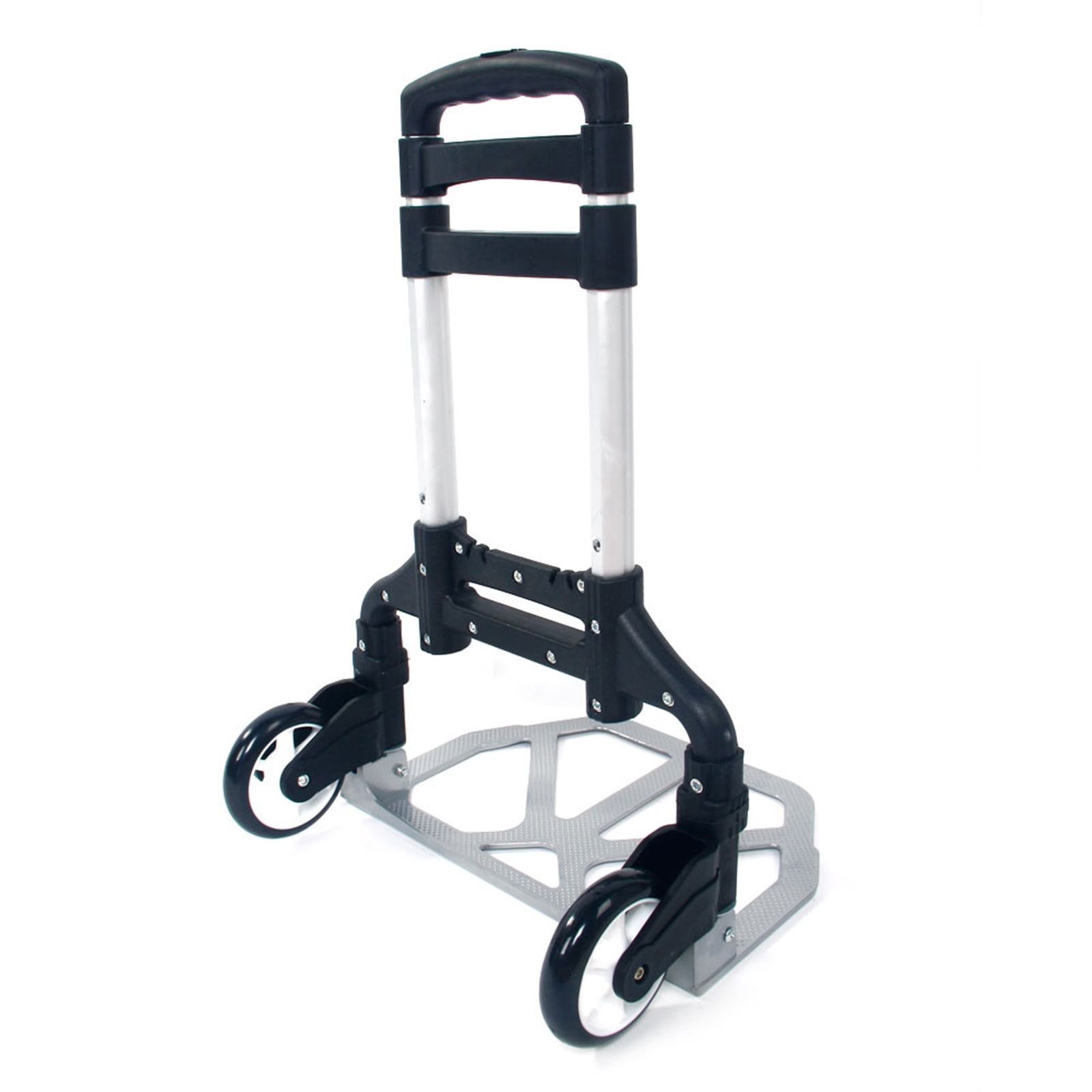 Portable Folding Aluminum Hand Truck Dolly Cart - Heavy Duty 165 lbs Capacity, Collapsible Luggage Trolley, Black