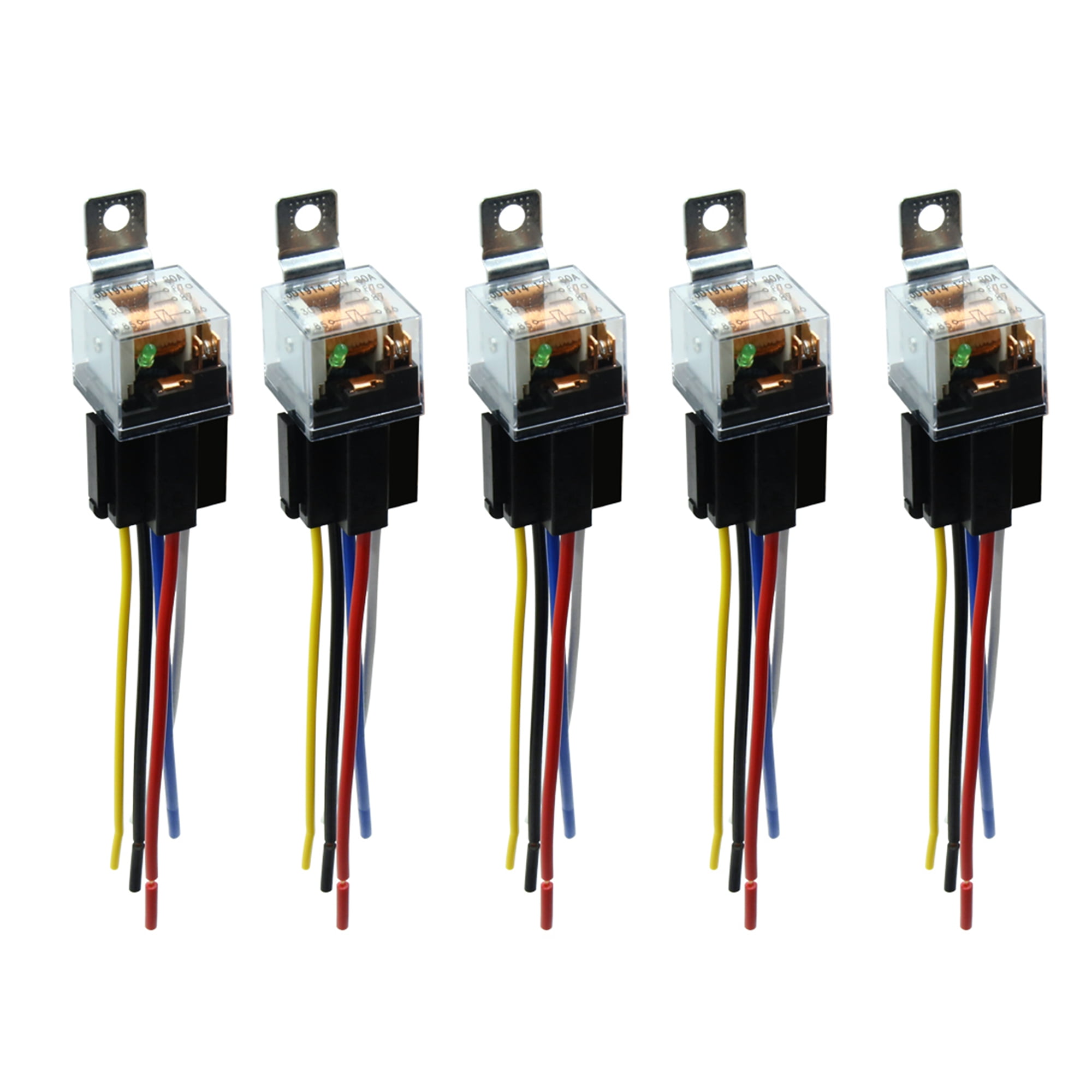 5pcs 12V 30/40Amp Relay Wire Harness Socket SPDT 5Pin Automotive Car Relays Kit