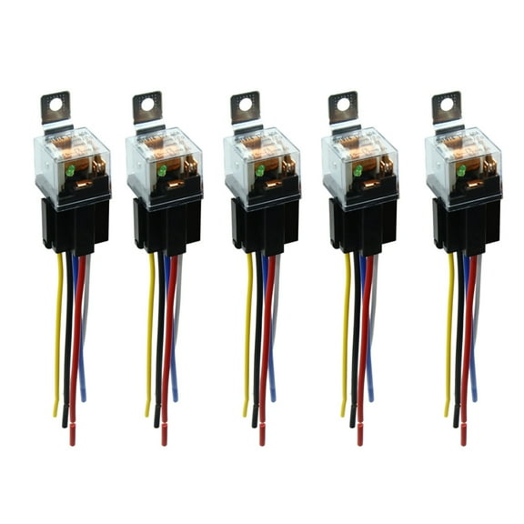 Waterproof DC 12V 80A SPDT Automotive Car Relay 5 Pin 5 Wires w/ Harness Socket 5pcs