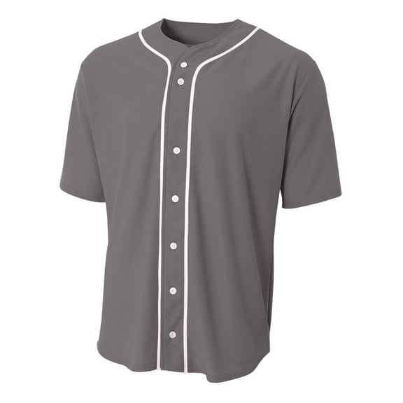 A4 NB4184 Youth Short Sleeve Full Button Baseball Jersey - Graphite - L