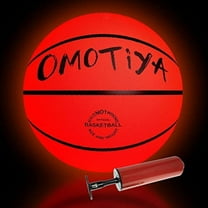 OMOTIYA LED Light Up Basketball – Size 7 Glowing Basketball with Pump Batteries, Glow in The Dark Basketball, Official Size Night Ball for Indoor and Outdoor, Orange