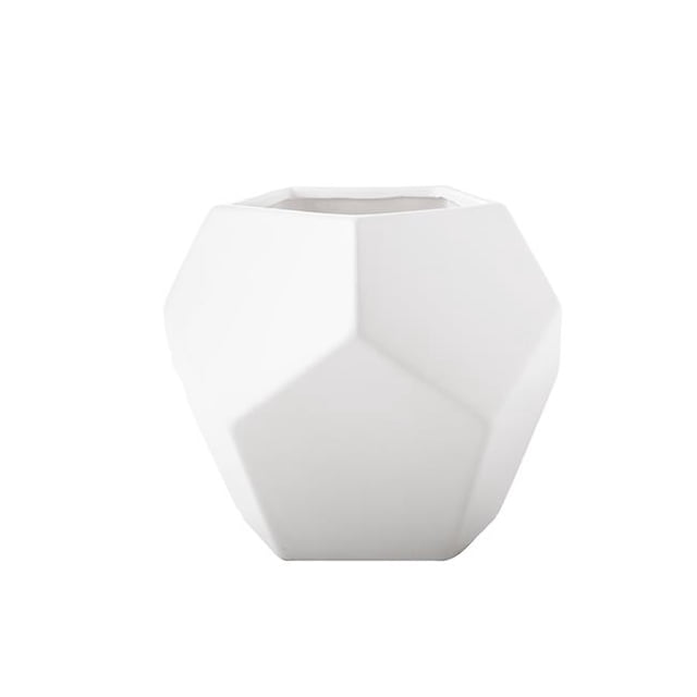 Urban Trends Collection 11094 Ceramic Hexagon Pot in Geometric Body, Matte White - Large