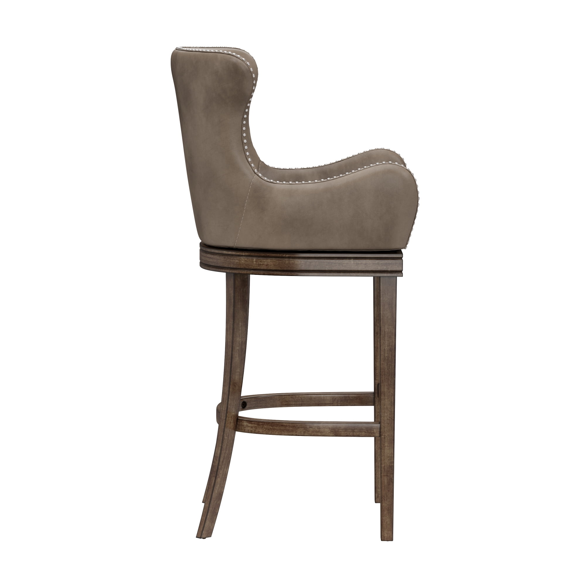 Hillsdale Furniture Caydena Wood Bar Height Return Swivel Stool, Rustic Gray