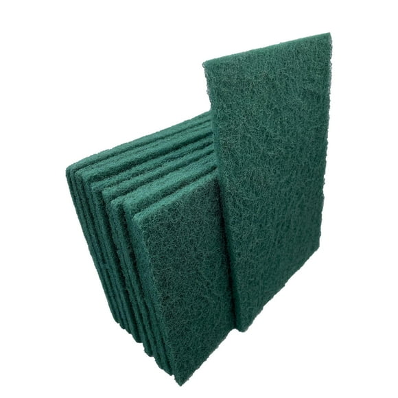 Almohadilla para manos Scrub Pad VSM de 6 x 9 cm, color verde, fina, no tejida, paquete de 10