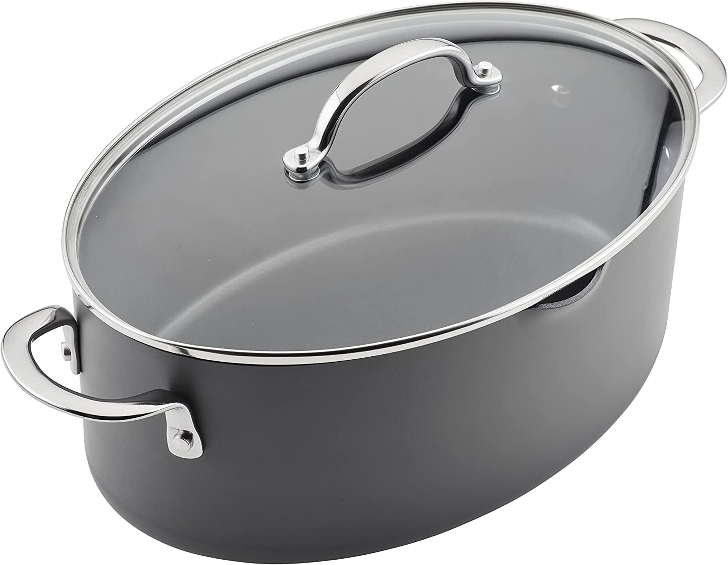 Hard Anodized Non-stick Cookware Oval Pasta Pot and Braiser, 8 Quart, Gray  - AliExpress