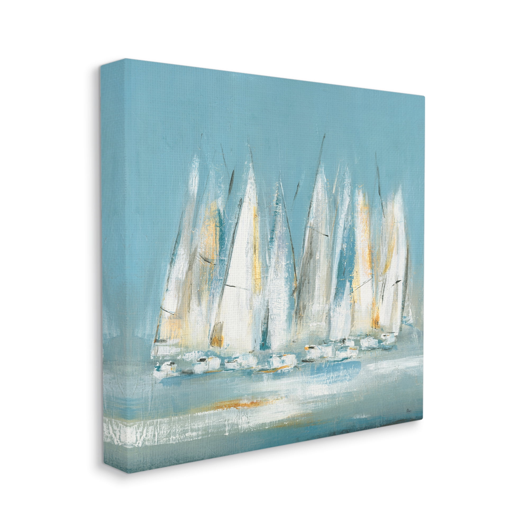 Stupell Industries Abstract Sailboat Fleet Transportation Painting Gallery Wrapped Canvas Print Wall Art, 24 x 24