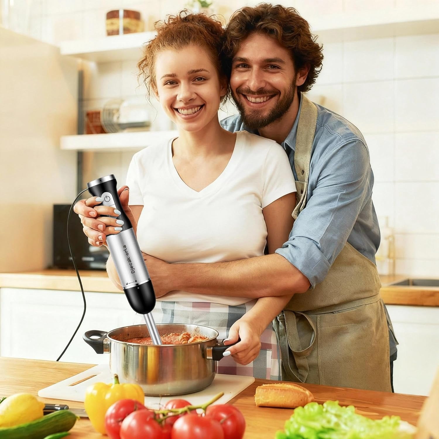 Upgraded 1100W 5-in-1 Immersion Hand Blender with 30 Speed Settings and Milk Frother