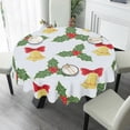 thumbnail image 2 of Eveokoki Christmas Pattern Round Tablecloths 60 Inch Holiday Tablecloth Decor Autumn Winter Table Cloth Polyester Fabric Season Outside Table Cover for Kitchen Outdoor Indoor Party, 2 of 5