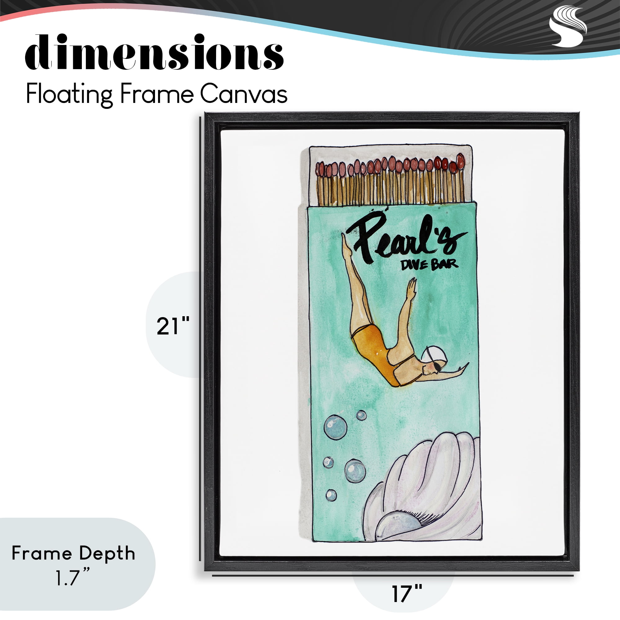 Stupell Industries Pearl Dive Matchbox Black Framed Floater Canvas Wall Art, design by Nola James
