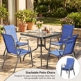 thumbnail image 5 of Pirecart Outdoor Table Furniture Set Patio Dining Table Set with 4 Stackable Textilene Chairs, Dark Blue, 5 of 15