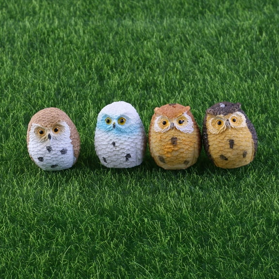 GOOHOCHY  4 Pcs Owl Solar Mini Garden Decorations Ornament Ornaments