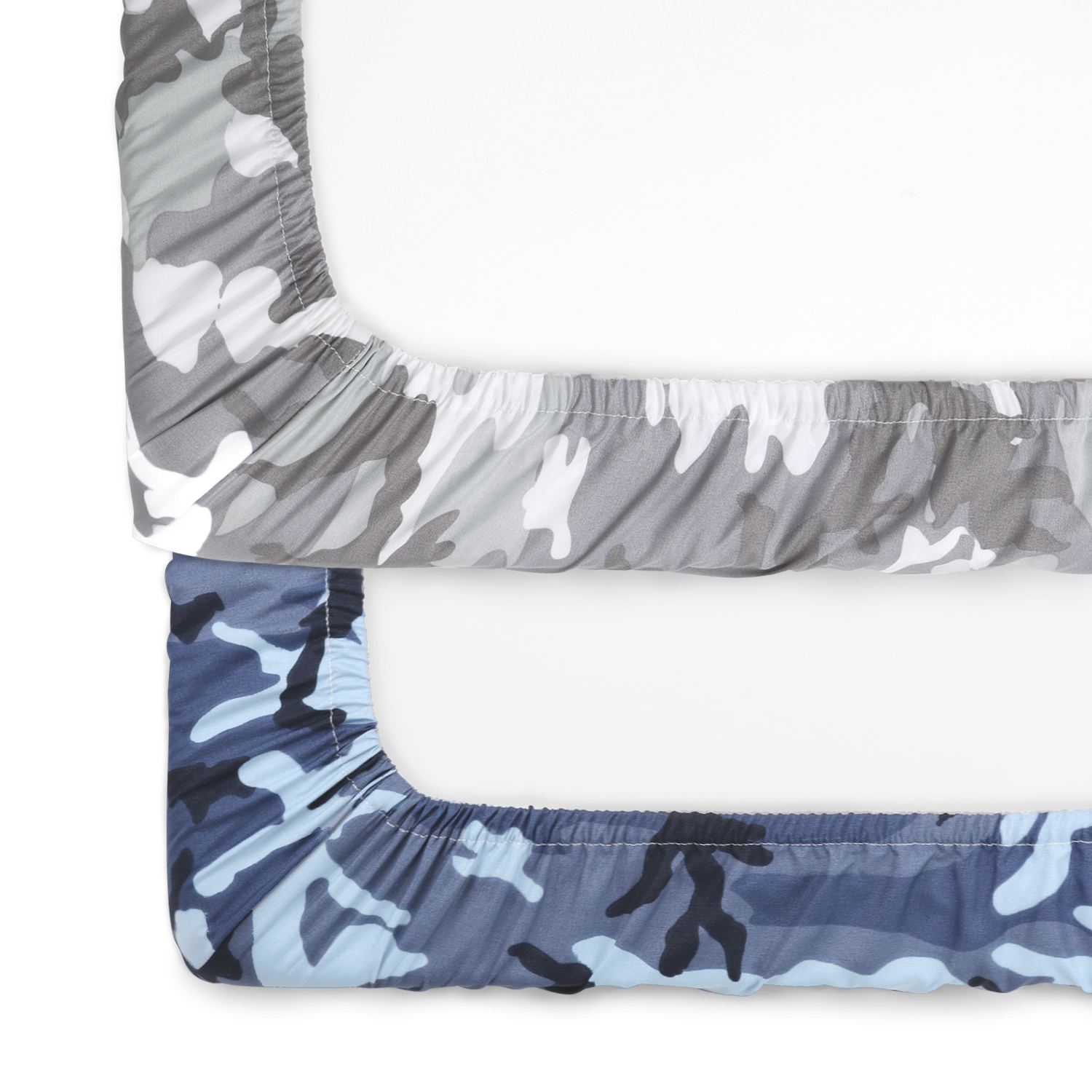 The Peanutshell Pack n Play, Mini Crib, Portable Crib or Fitted Playard Sheets for Baby Boys, 2 Pack Set, Blue and Grey Camo - image 4 of 4