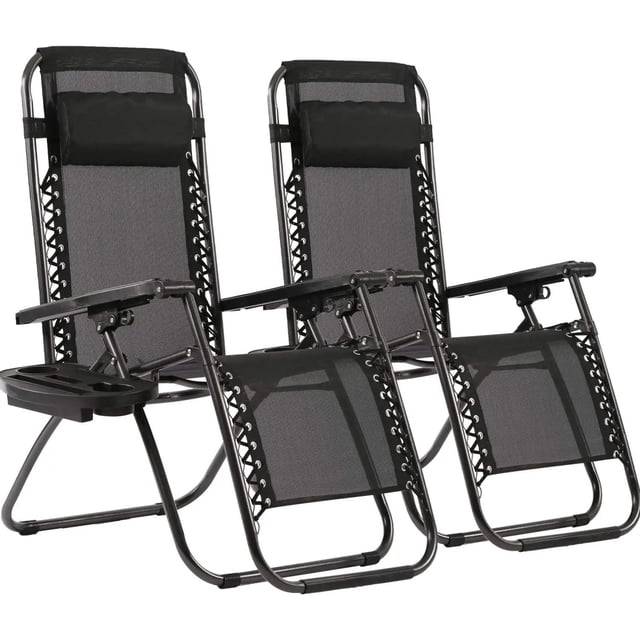 2 Silla Camastro Plegable Gravedad 0 Reclinable Exteriores negro
