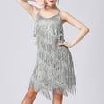 thumbnail image 4 of TIHLMK Sequin Party Dresses for Women Women's Flapper Dresses 1920s Gatsby Sequins Tassels Cocktail Latin Dance Ballroom Dress Gray Sleeveless Mini Dress, 4 of 9