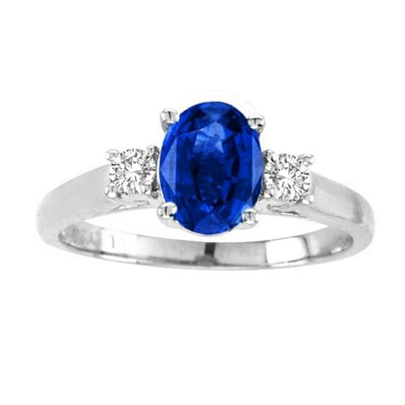R3676-14W-sap86-i-1 8 x 6 in. 14K White Gold Oval Natural Sapphire I-1 Gemstone Ring