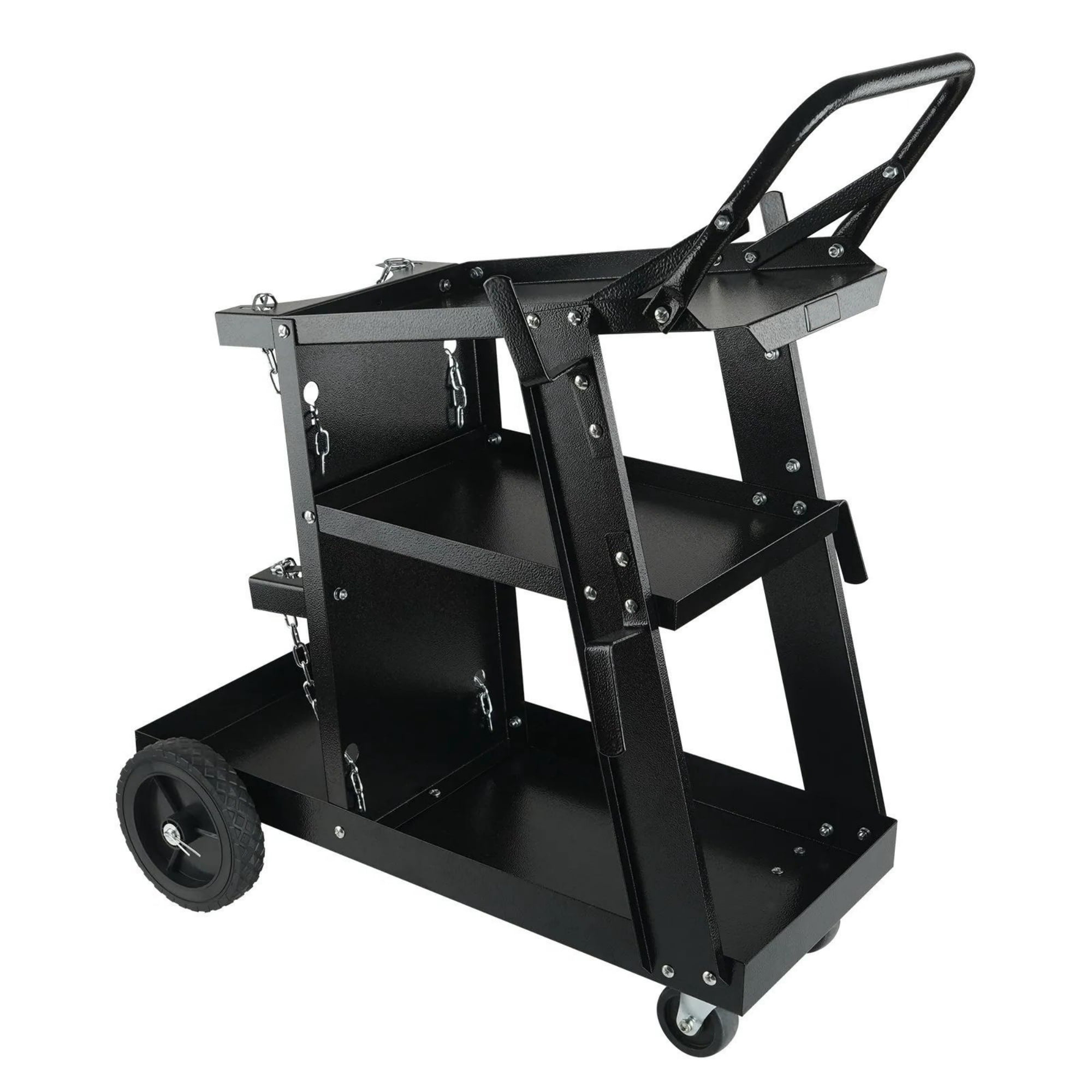 Heavy Duty Welding Cart 3-Tier, 400 Lbs Rolling Welder Cart with 360° Swivel Wheels & Tank Safety Chains for MIG TIG ARC MMA Plasma Cutter
