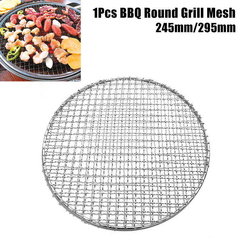 Round Barbecue Grill Mesh Wire Net Stainless Steel Racks Grid Grate No Stick Kit 
